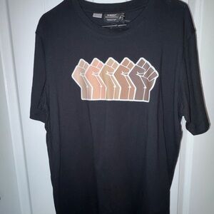 Wesc Black Tee with Multicolor Fist Graphic